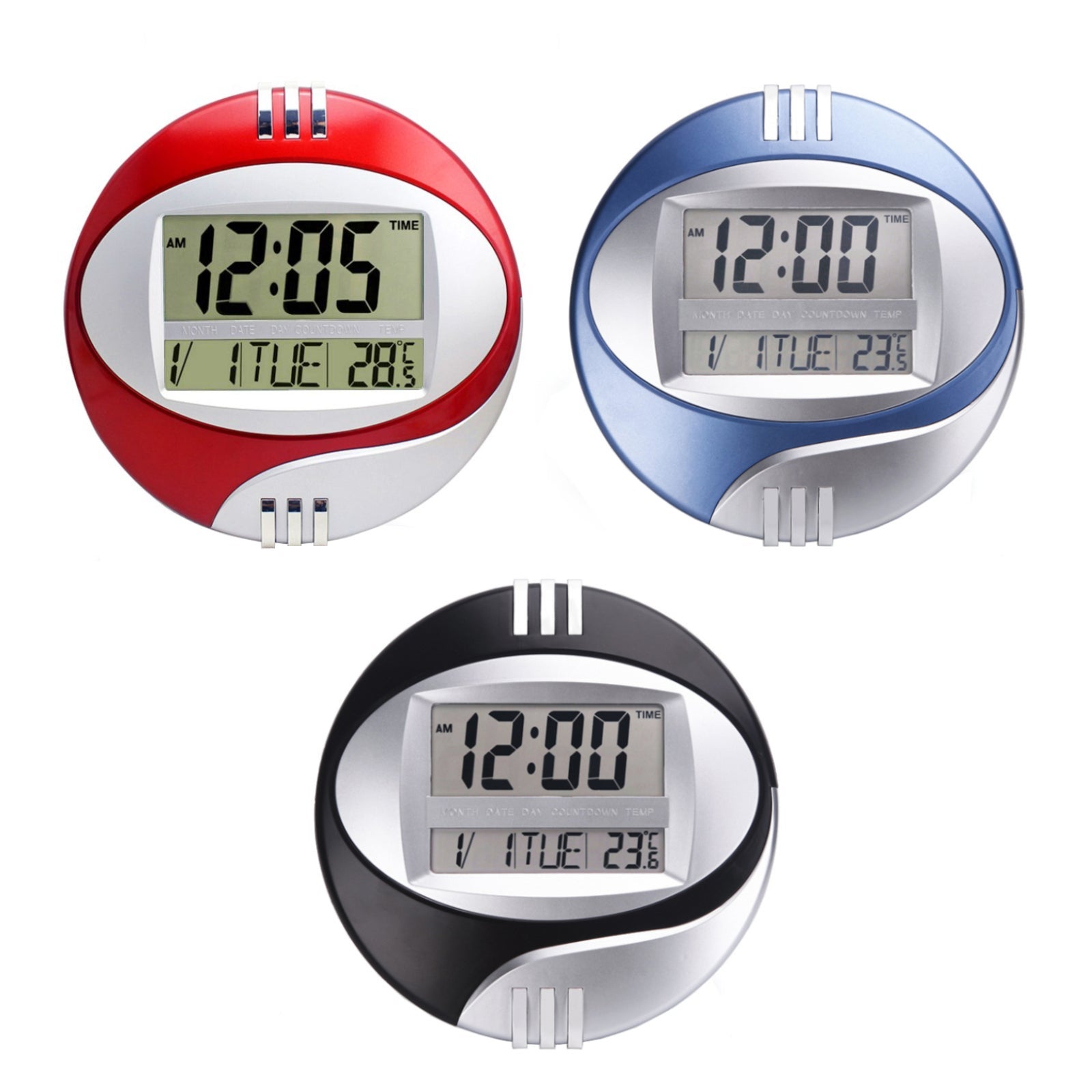 Digital Clock LCD wall clock Alarm Calendar And Temperature Wall Mountable- 27cm
