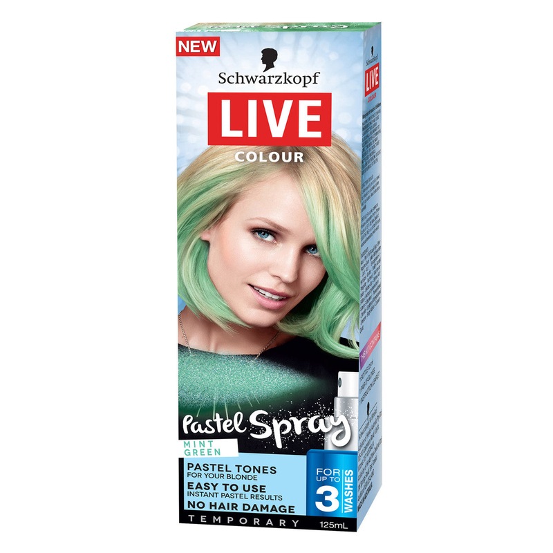 Buy Schwarzkopf Live Colour Pastel Spray 125ml Pastel Mint Green Hair Dye MyDeal