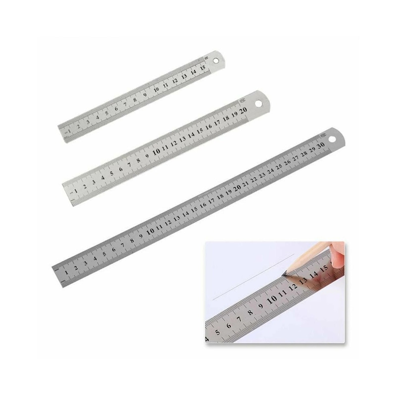 Buy Stainless Steel Ruler Viaky Metal Ruler Conversion Table Metal ...