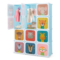 Giantex 12-Cube Baby Closet Portable Kids Wardrobe DIY Modular Storage Organizer Blue