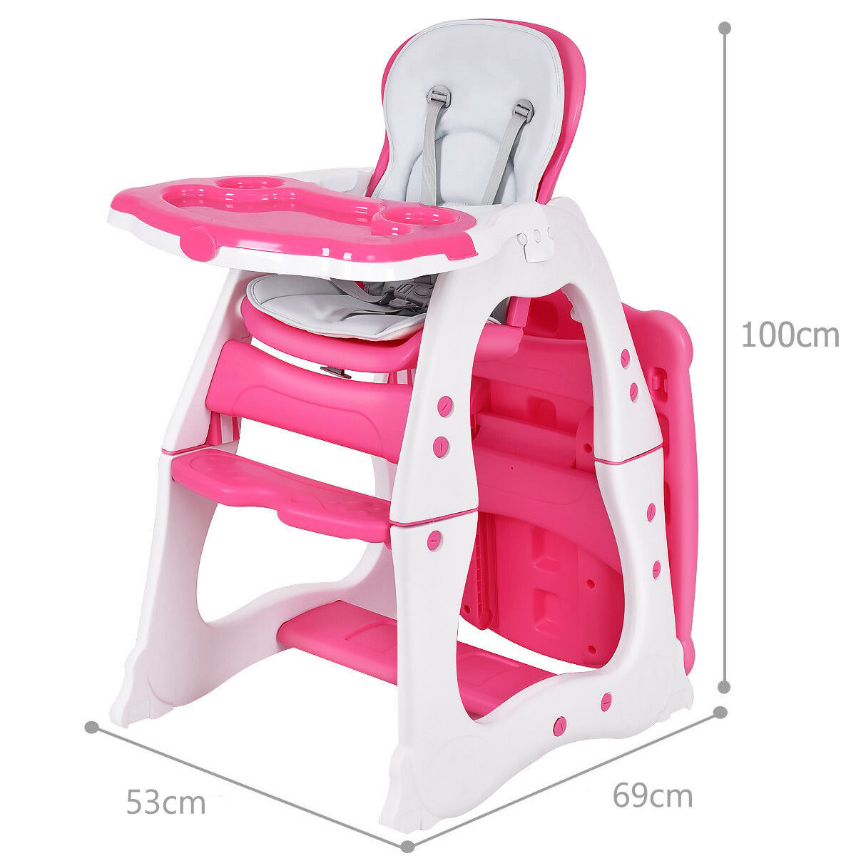 Booster seat with clearance tray for table