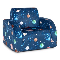 Giantex 3 In 1 Kids Flip Out Sofa Chair Children Convertible Armchair Sofa Bed Lounge Couch for Reading Playing & Napping Blue