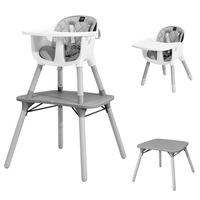 Giantex 5-in-1 Convertible Baby Highchair Infant High Dining Chair w/Removable & Adjustable Tray Highchair Table & Chair Set Grey