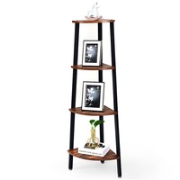 Giantex 4-Tier Corner Shelf Metal Storage Shelf Rack Bookcase Furniture Stand Display Rack Home Office Black
