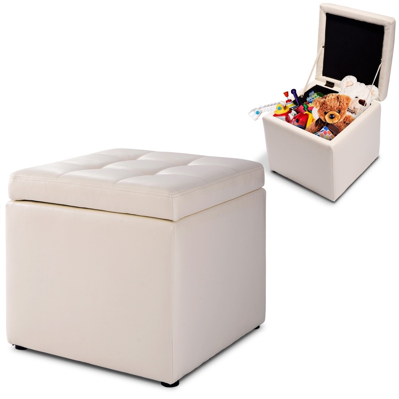 Buy Giantex 40CM PU Leather Storage Ottoman Flip Top Footstool Seat