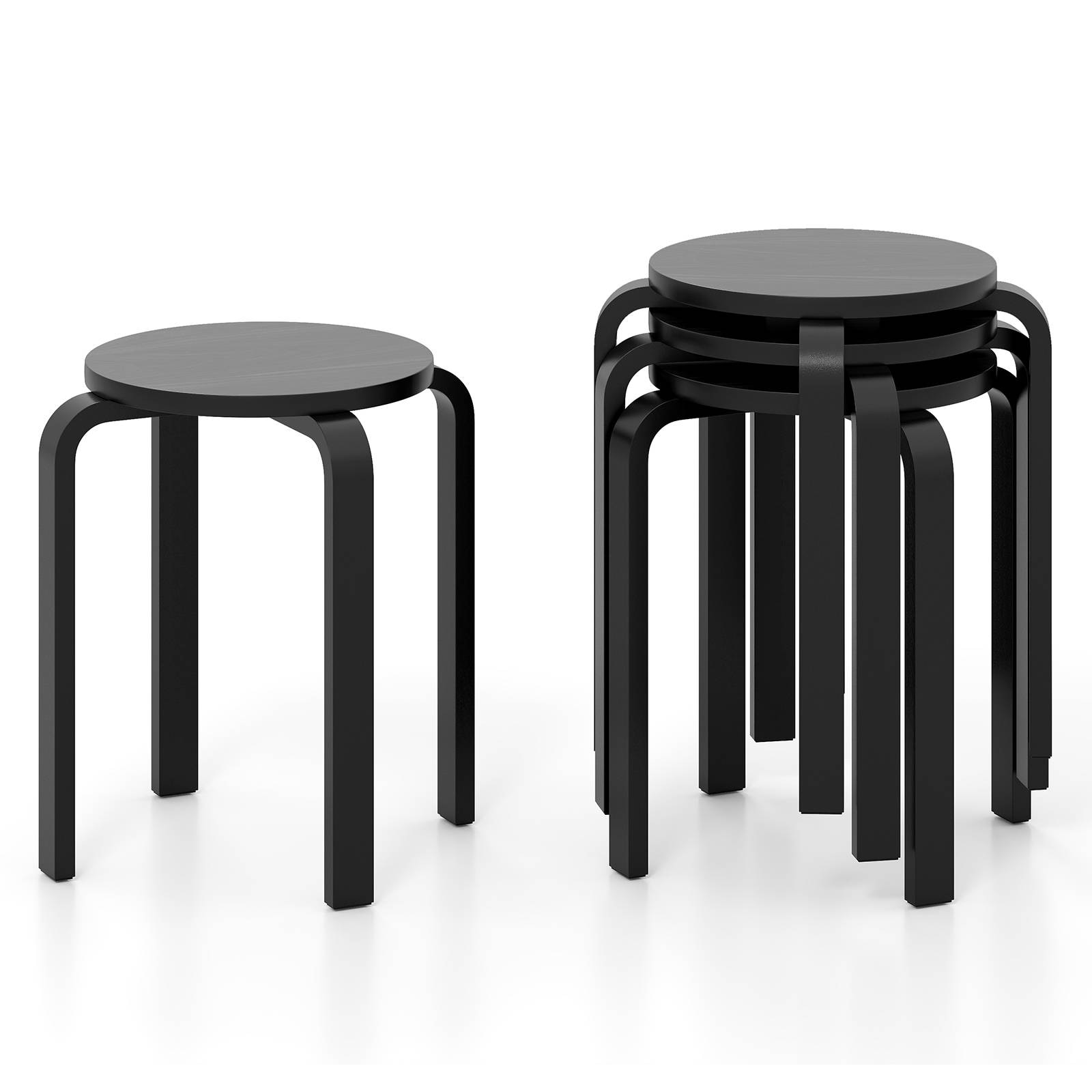 Buy Giantex 4PCS Round Stacking Stools Solid Wood Dining Chair Kitchen ...