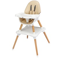 Giantex 5-in-1 Convertible Baby High Chair Toddler Booster Seat Kids Table & Chair Set w/Removable Tray Khaki