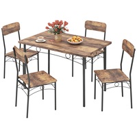 Giantex 5-Piece Dining Table & Chair Set w/Metal Legs & Non-slip Footpads Kitchen Furniture Brown