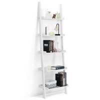 Giantex 5-tier Ladder Bookshelf Bookcase Wall-Leaning Storage Display Shelf Home Office Flower Stand Rack White