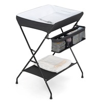 Giantex Baby Change Table Folding Nursery Organizer w/Storage Basket & Shelf Diaper Changing Station Black