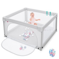 Giantex Baby Playpen Kids Activity Center Safety Play Yard w/50 Balls & 4 Pull Rings Grey
