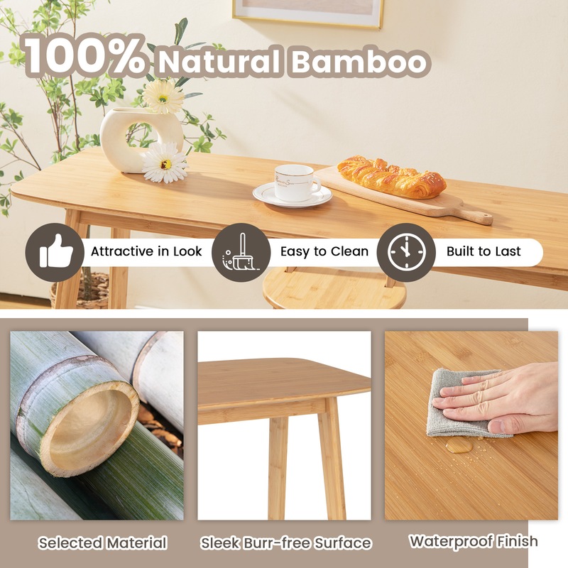 Buy Giantex Bamboo Bar Table High Top Dining Table Pub Height
