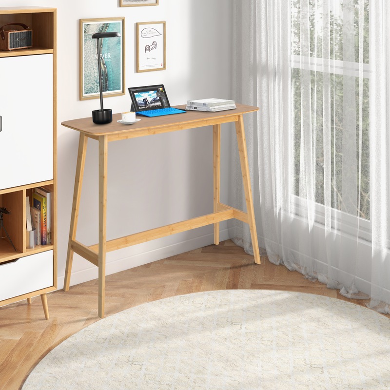 Buy Giantex 120cm Bamboo Bar Table High Top Rectangular Table Dining