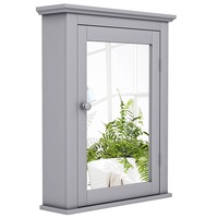 Giantex Bathroom Wall Mounted Mirror Cabinet Medicine Cabinet w/Adjustable Shelf Hallway Storage Organiser Grey