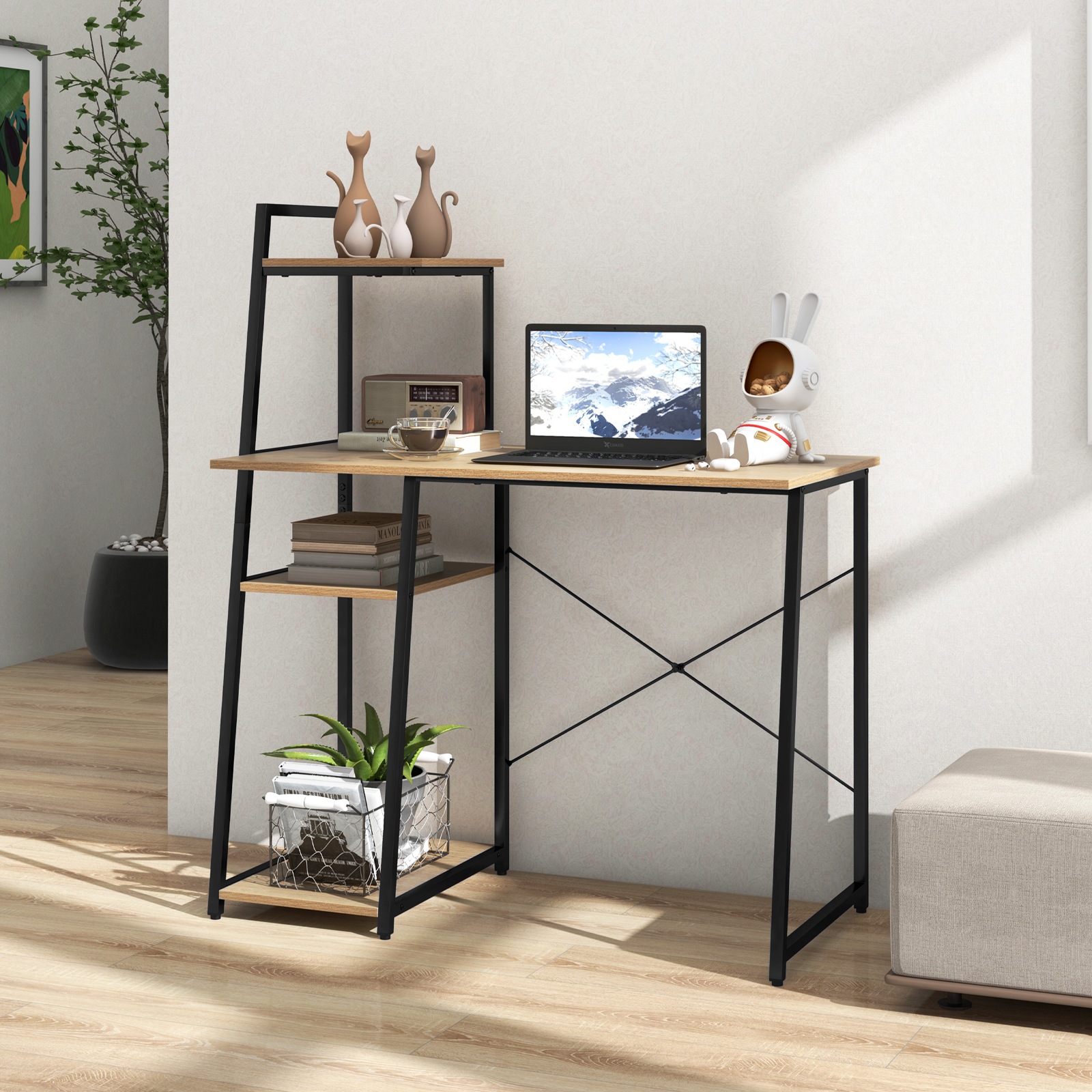 Buy Giantex Computer Desk PC Laptop Workstation w/Bookshelf Home Office ...