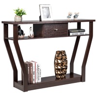 Giantex Classical Console Table Hallway Table Entry Tables Sideboard w/Storage Drawer&3 Shelves Display Organiser Brown