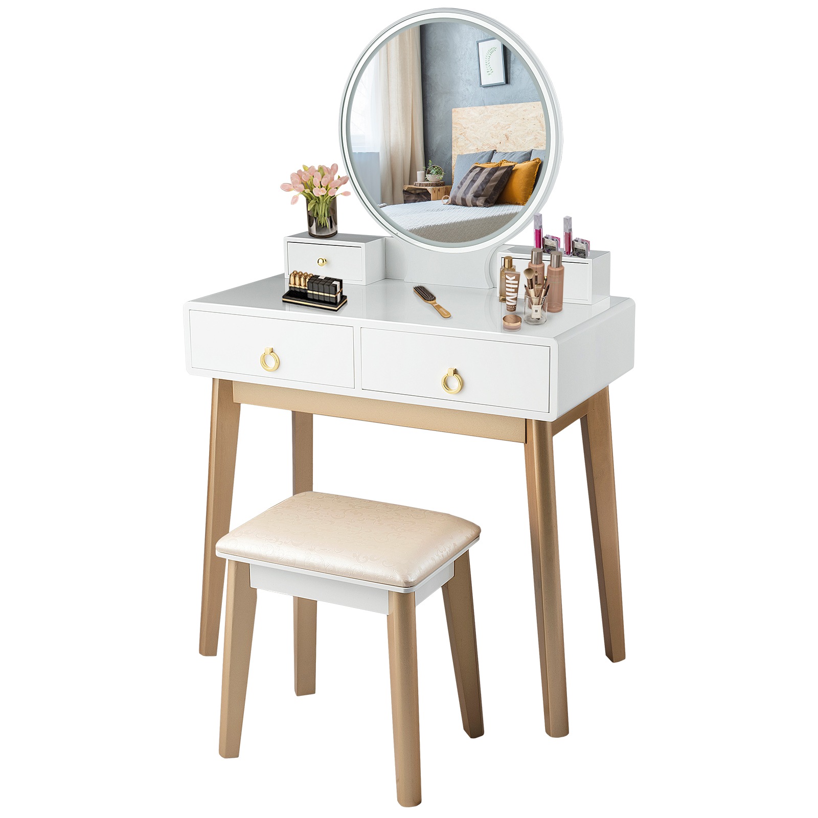 Makeup vanity table with best sale lighted mirror for sale