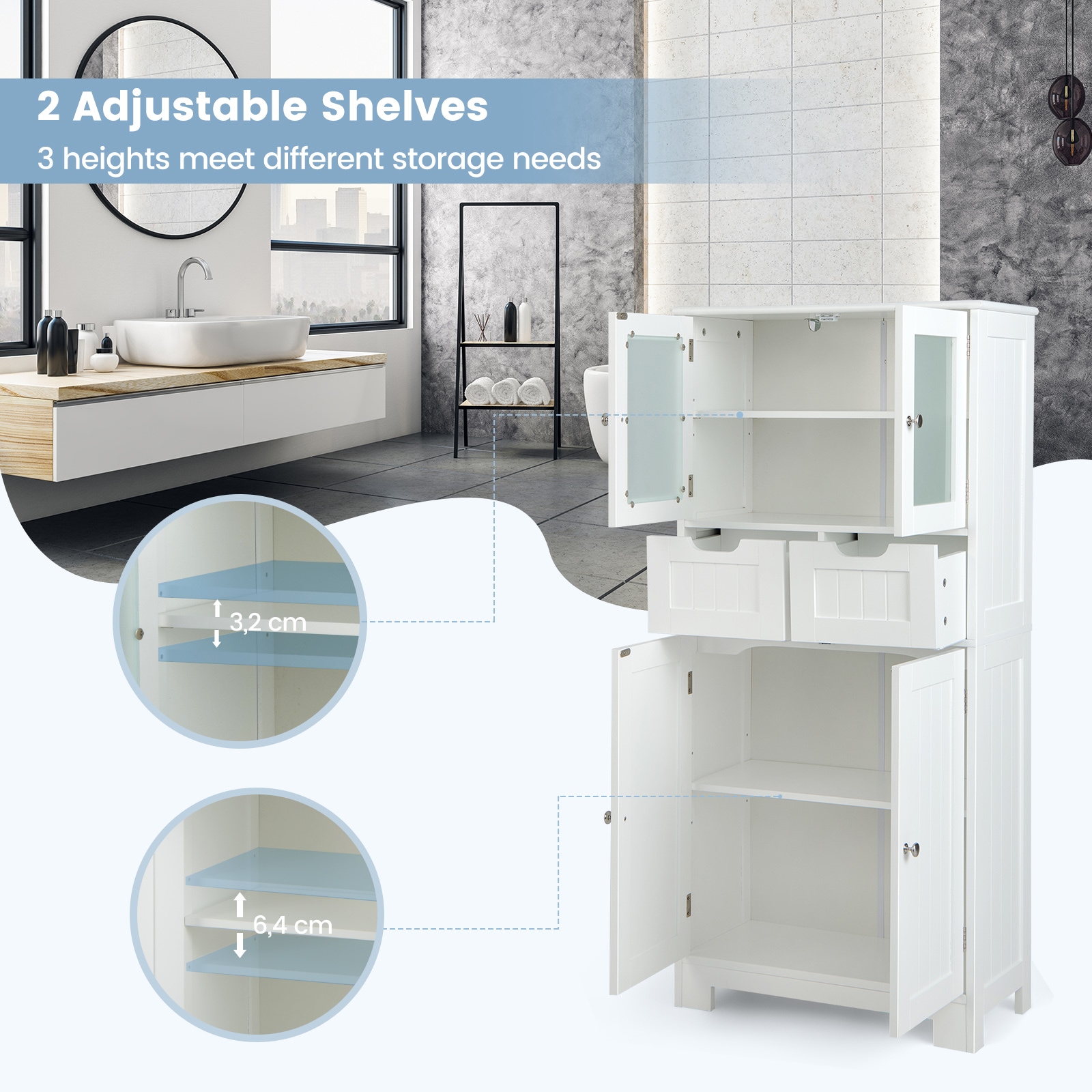 Giantex bathroom online floor cabinet