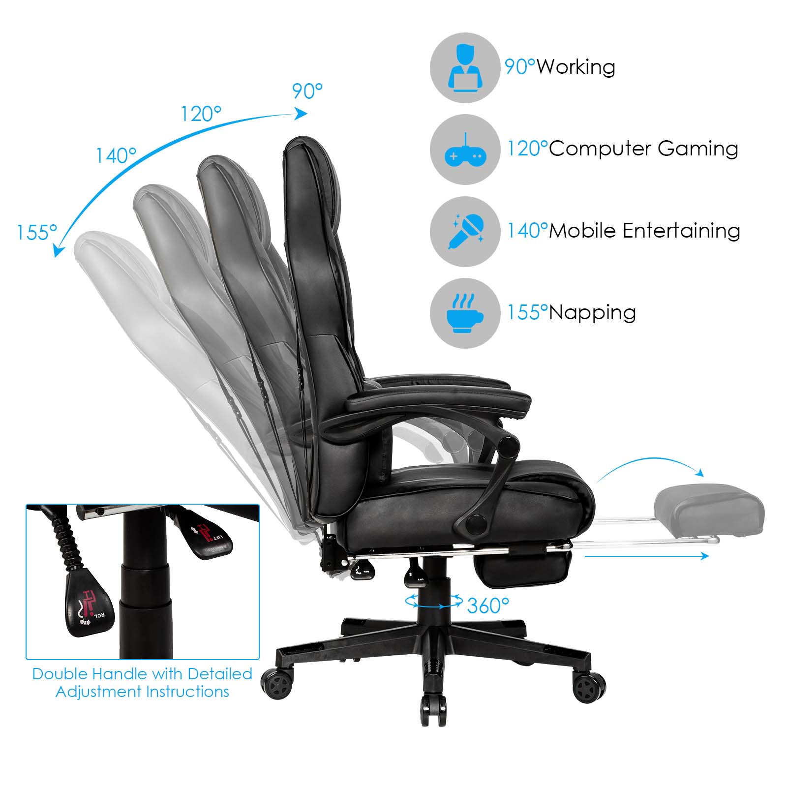 Buy Giantex 150kg Gaming Office Chair w Vibration Massage Backrest