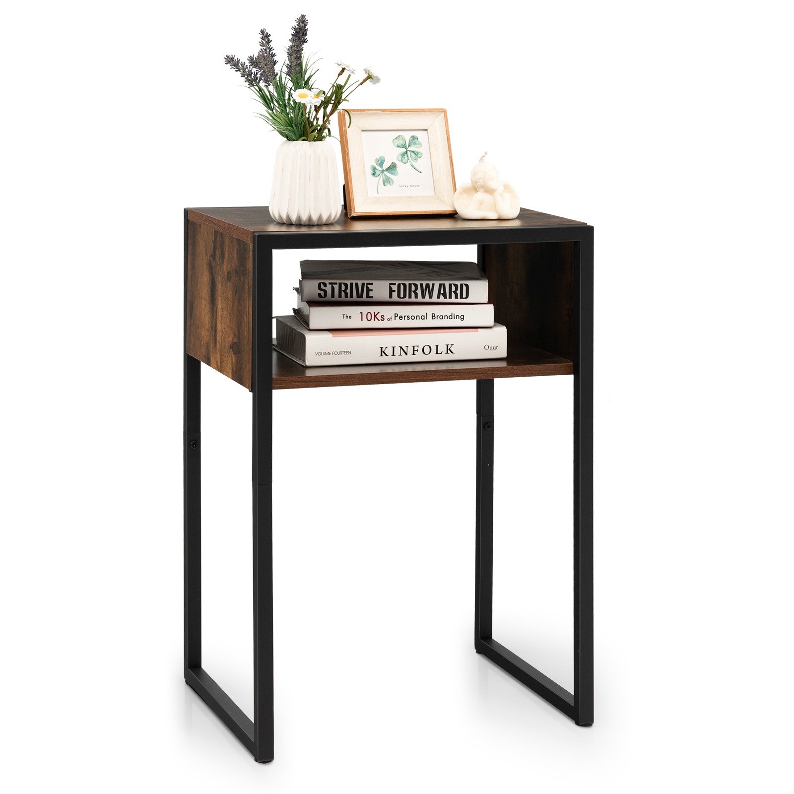 Curated visual reference: Industrial Style End Table With Storage Reference: Buy Giantex Industrial End Table Side Table W 2 Tier