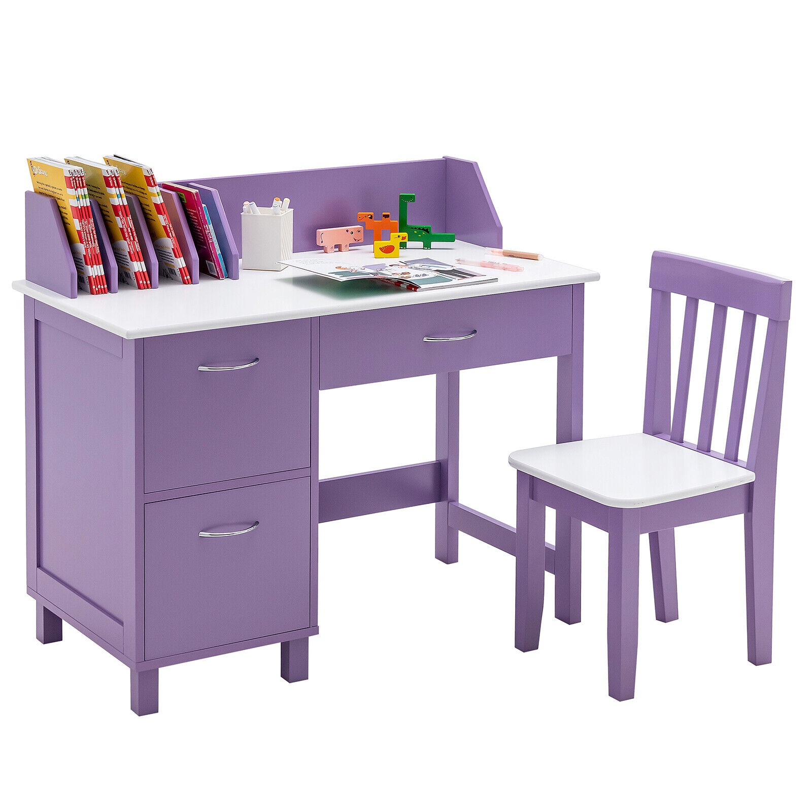 Kids desk and chair with online storage