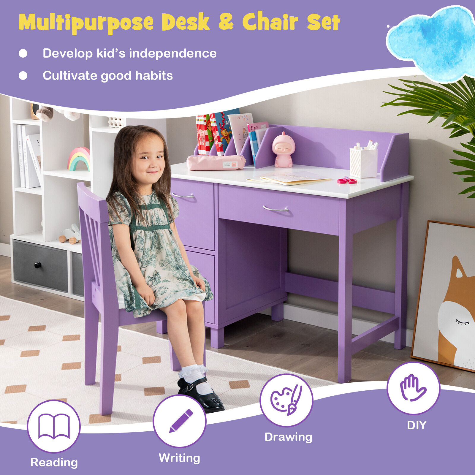 Purple kids best sale desk chair