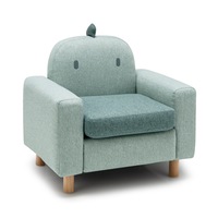 Giantex Kids Sofa Children Armrest Chair with Dinosaur Pattern Solid Wood Construction w/ High-Density Sponge Padding,Green