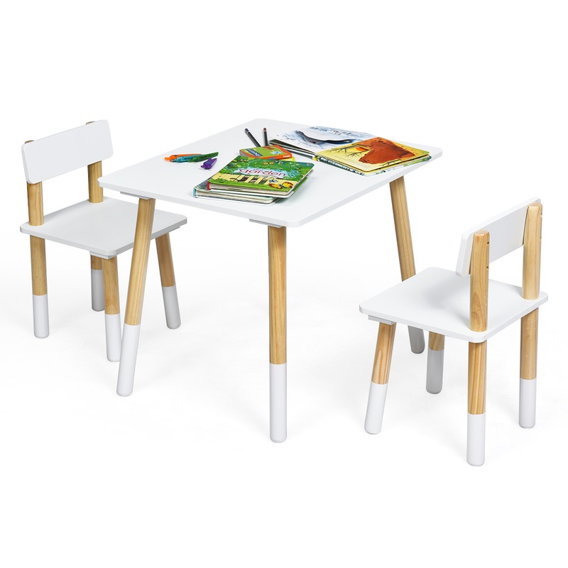 Buy Giantex Kids Table & 2 Chairs Set Children Activity Table Set Pine ...