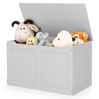 Giantex Kids Toy Box Storage Ottoman Chest Children Room Organiser w/Flip-Top Lid Grey