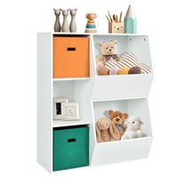 Giantex Kids Toy Storage Cabinet Children Bookshelf Bookcase Organiser w/2 Baskets White