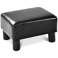 Giantex Modern Footstool Rectangular Ottoman Footrest PU Leather Home Living Room Bedroom Black