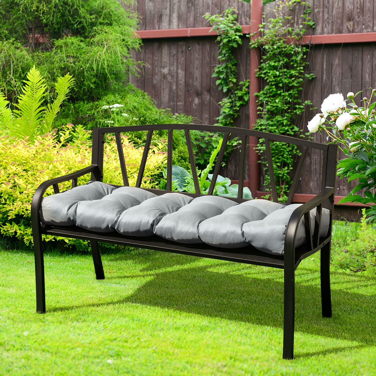 Grey bench 2024 cushion outdoor