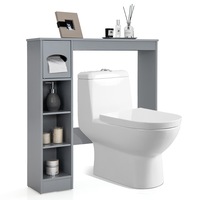 Giantex Over Toilet Storage Cabinet Bathroom Space Saver Toilet Shelf w/Paper Holder Grey