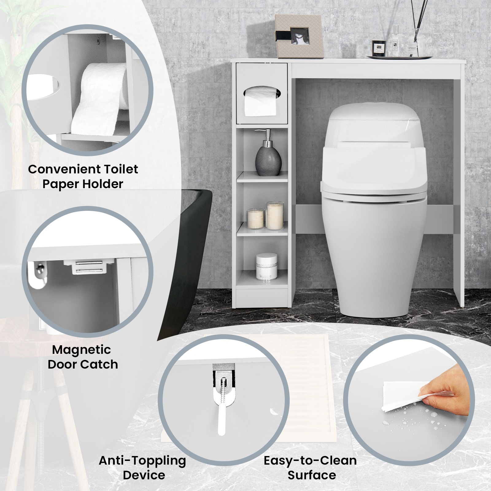 Bathroom Cabinet Over The Toilet Storage 3-Tier Over Toilet Bathroom ...