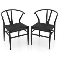Giantex Set of 2 Dining Chair Mid-Century Upholstered Side Chair Armless Chairs Black