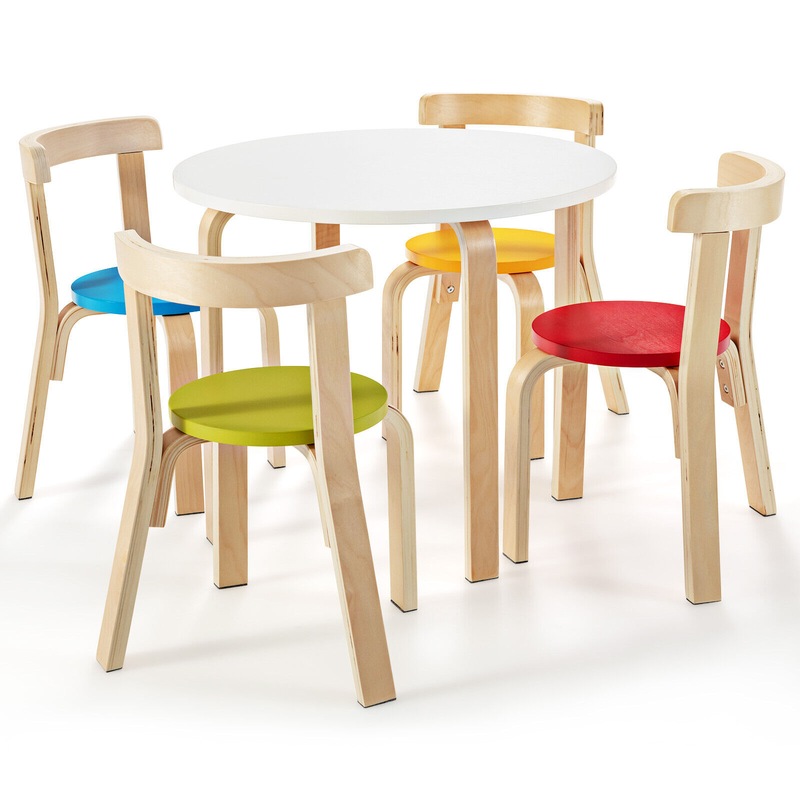 Buy Giantex 5Piece Kids Bentwood Table & Chair Set Children Wooden