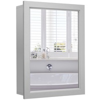 Giantex Wall-Mount Bathroom Mirror Cabinet w/Adjustable Shelf Storage Medicine Organizer for Bathroom Entryway Living Room Grey