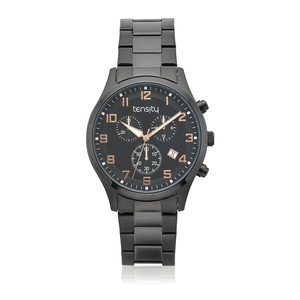 Tensity 44mm Stainless Steel Black Dial Chronograph Watch