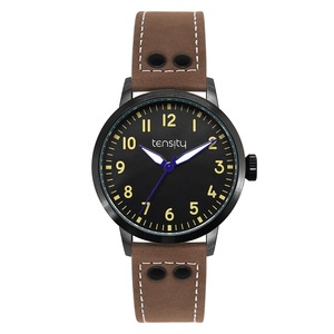 Tensity Leather Round Black Dial Brown Band Watch