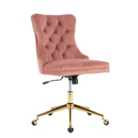 Ameriko Velvet Tufted Home Office Chair -Pink