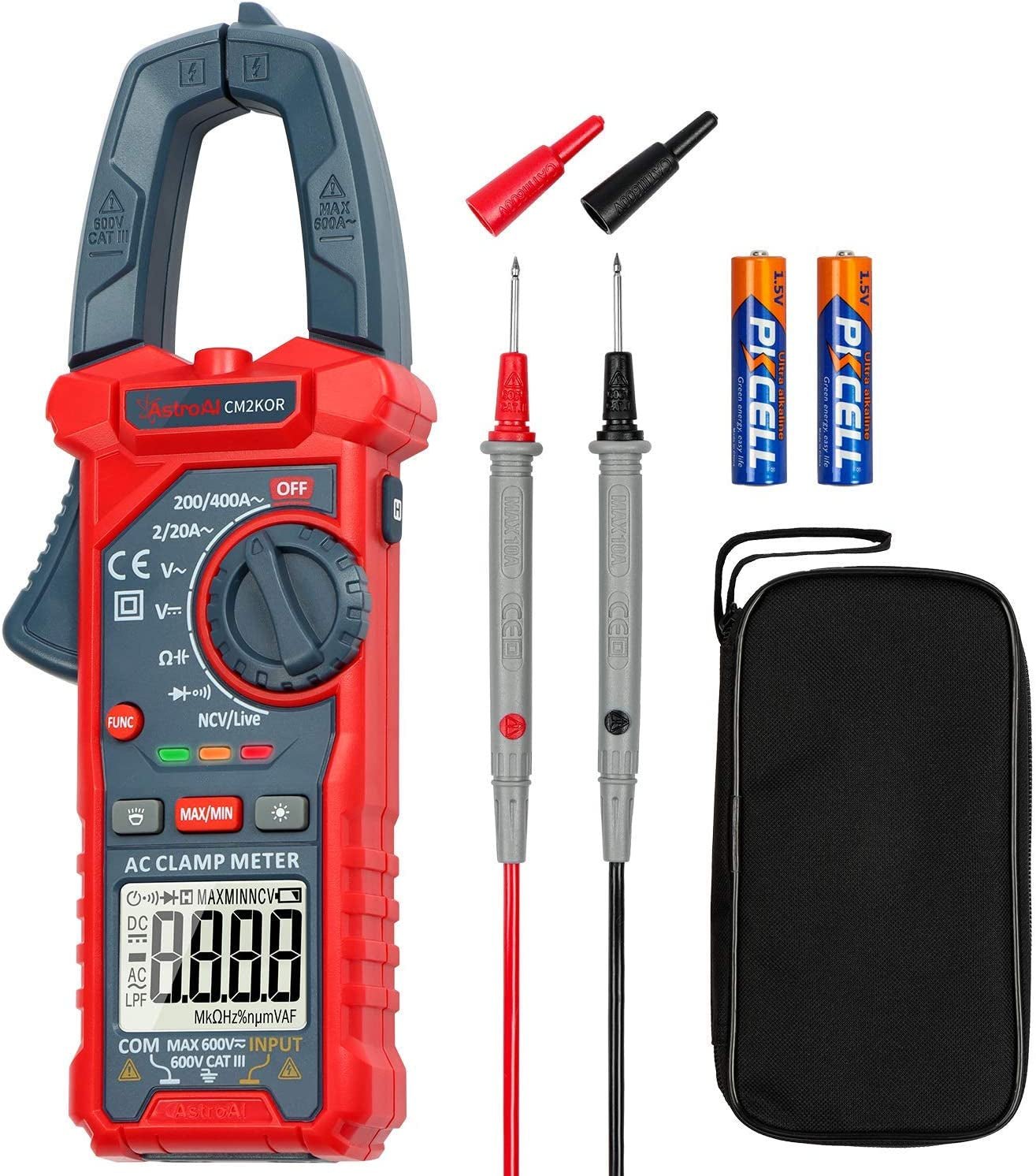 Astroai Digital Clamp Meter Multimeter 2000 Counts Amp Voltage Tester Auto Ranging with