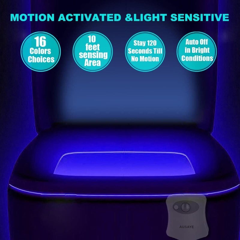 AUSAYE Toilet Night Light, Motion Sensor Toilet Light 8 Color Changing LED  Toilet Bowl Nightlight -Funny Unique Christmas Gift for Him Men Her Kids  Stocking Stuffers 