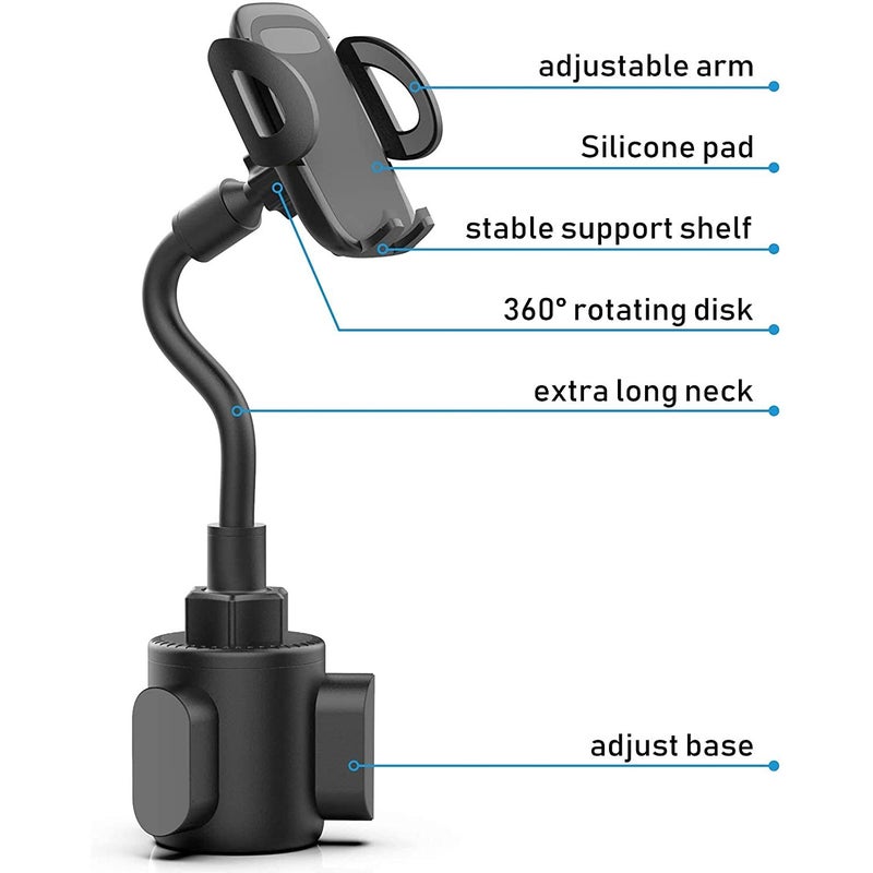 Universal 360° Adjustable Car Mount Gooseneck Cup Car Phone Holder Cradle  For Cell Phone