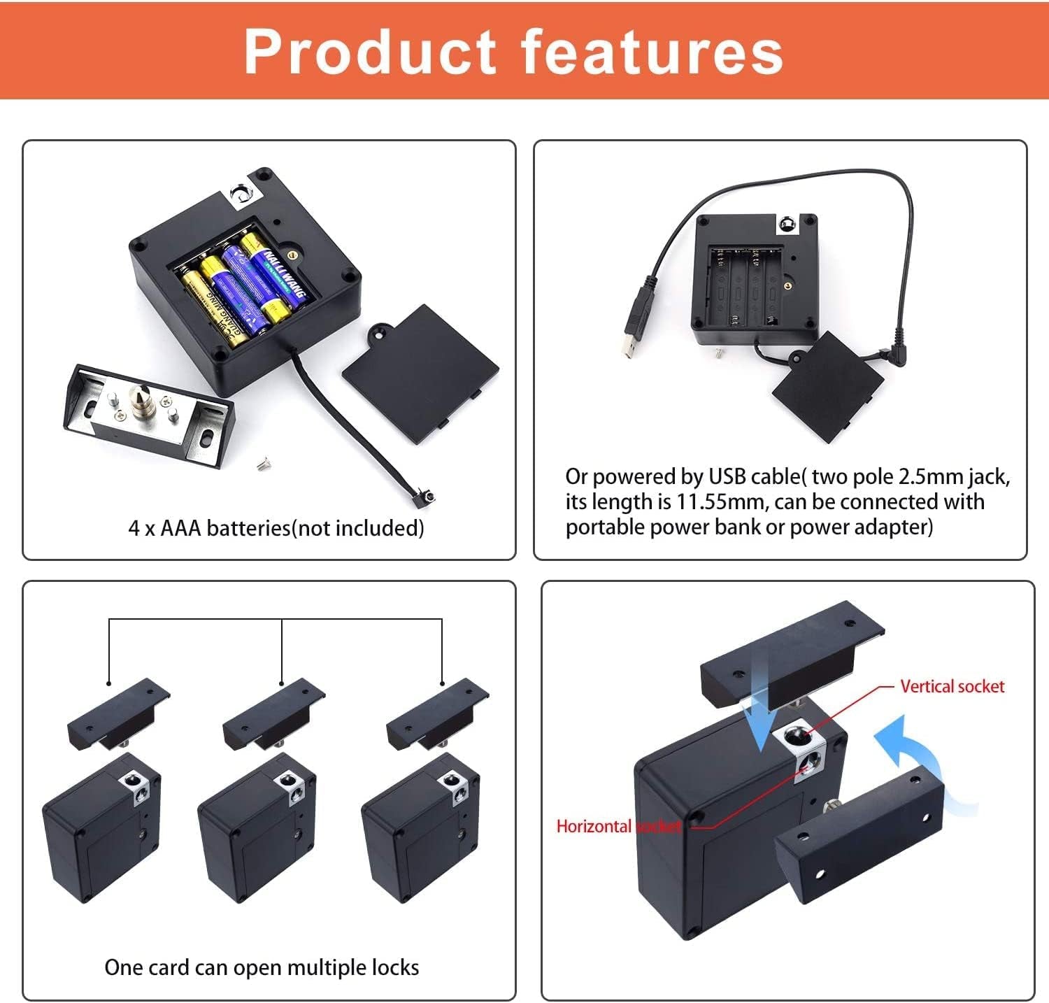 CODACE Electronic DIY Cabinet Lock Smart NFC RFID Locks with Slide Latch
