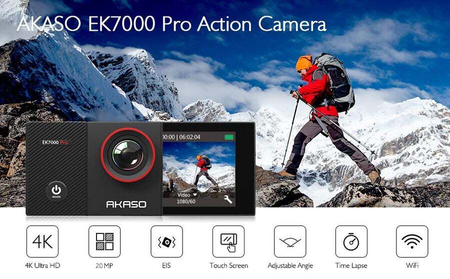 AKASO Brave 4 4K30fps 20MP WiFi Action Camera Ultra Hd with EIS 131ft  Waterproof Camera Remote Control 5xZoom Underwater Camcorder with 2  Batteries