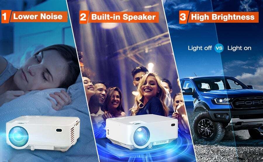 Hompow Mini Projector 5500L Movie 