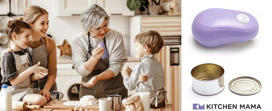 Kitchen Mama One Touch Electric Can Opener: Open with Simple Press of A  Button - Auto Stop As Task Completes, Ergonomic, Smooth Edge, Food-Safe