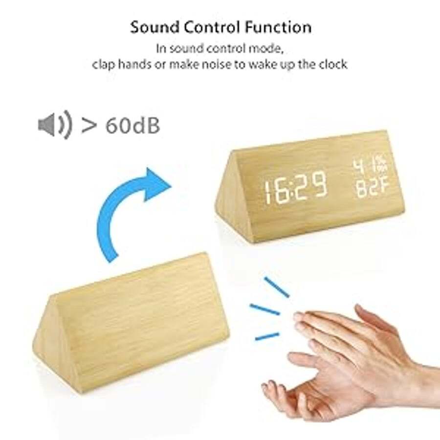 Buy OCT17 Wooden Alarm Clock, Smart LED Digital Clock for Bedroom/Desks