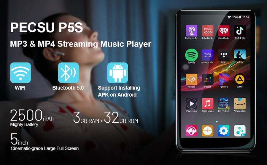 Buy PECSU MP3 Player with Bluetooth and Wifi, 32GB Android MP3/ MP4