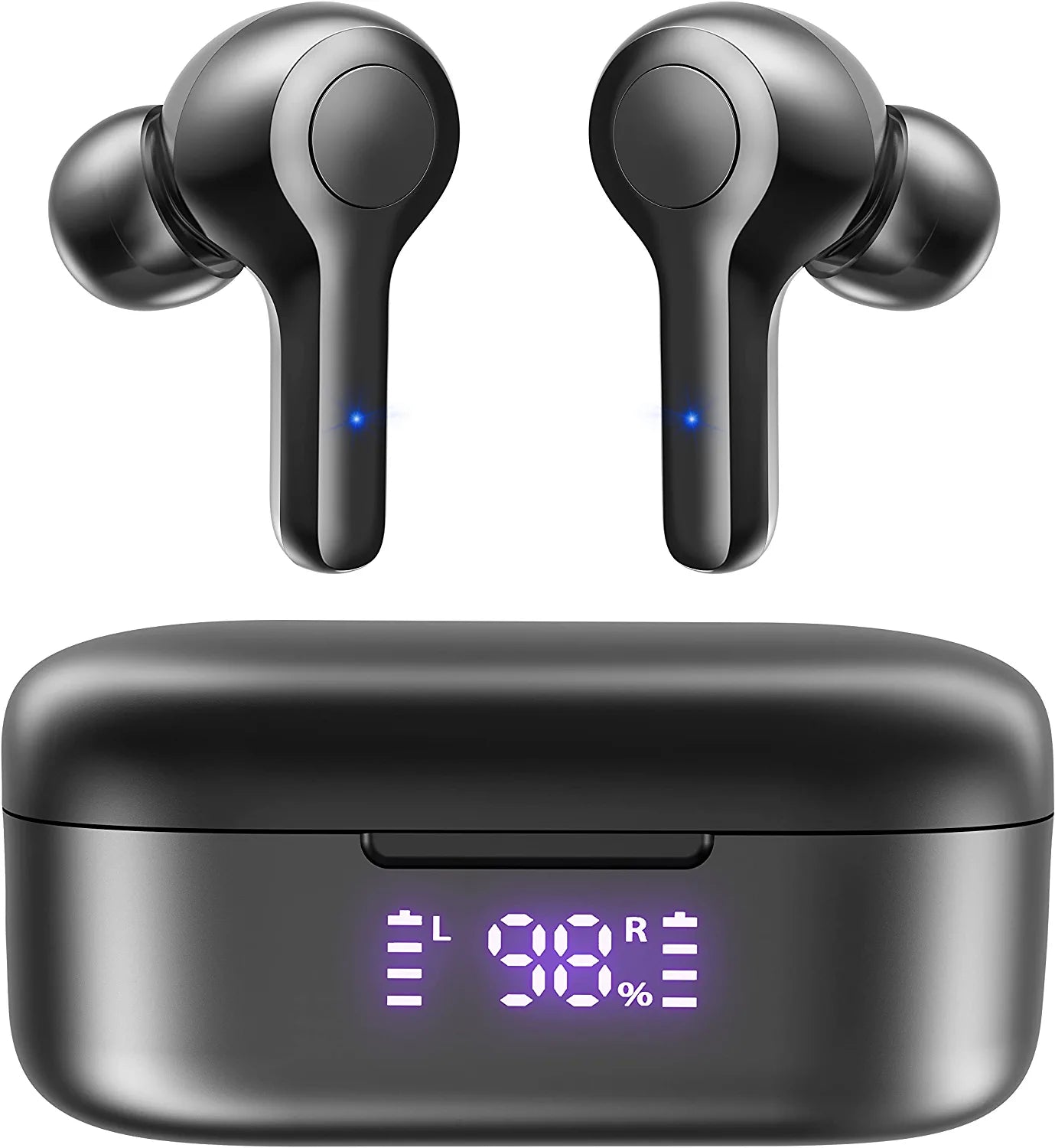 MOZOTER Bluetooth 5.2 Wireless Earbuds Deep Bass Loud Sound Clear Call Noise Cancelling with 4 Microphones In Ear Headphones with Wireless Charging